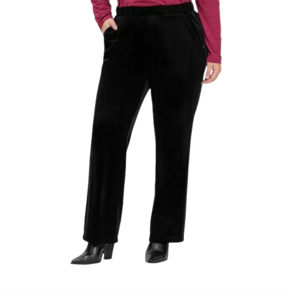 Sag Harbor Sport Black Velvet Pants Womens L Pull On Drawstring Pockets Holiday